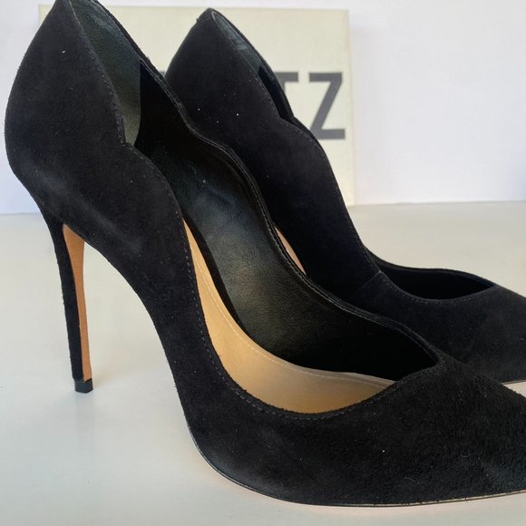 NIB SCHUTZ MONALIZA BLACK SUEDE POINT TOE PUMPS SZ 9 10 - Picture 6 of 9